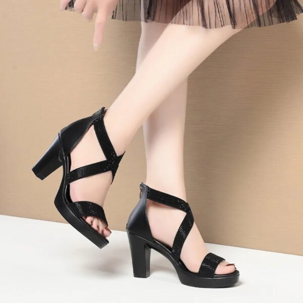 SELOR - Sandalo elegante da donna alte estive con strass neri